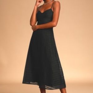 Chic Black Mesh Midi Dress